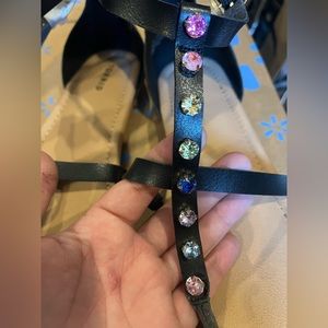 Torrid sandals with rainbow color crystal